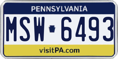 PA license plate MSW6493
