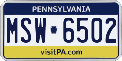 PA license plate MSW6502