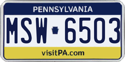 PA license plate MSW6503