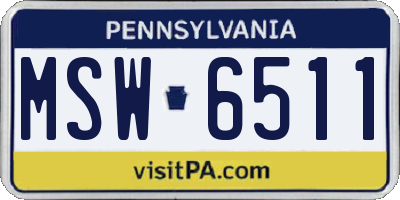 PA license plate MSW6511