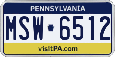 PA license plate MSW6512