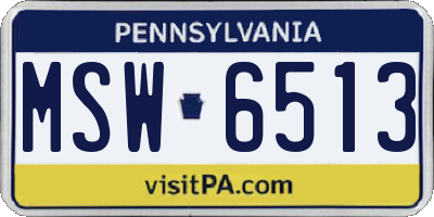 PA license plate MSW6513