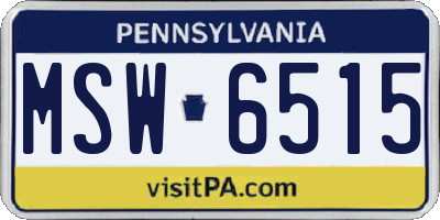 PA license plate MSW6515