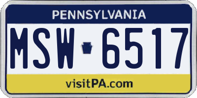 PA license plate MSW6517