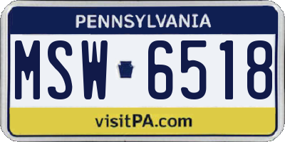 PA license plate MSW6518