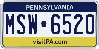 PA license plate MSW6520
