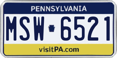 PA license plate MSW6521