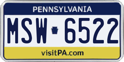 PA license plate MSW6522