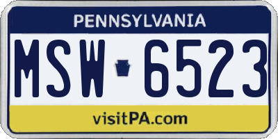 PA license plate MSW6523