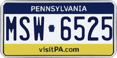 PA license plate MSW6525