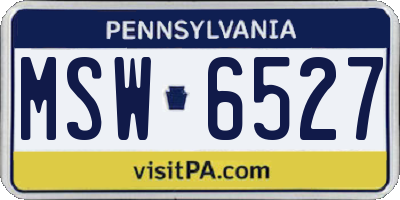 PA license plate MSW6527
