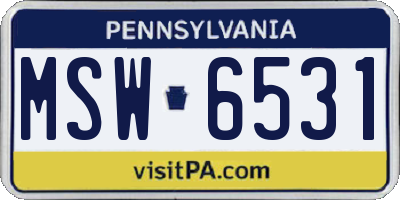 PA license plate MSW6531