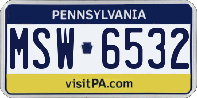 PA license plate MSW6532