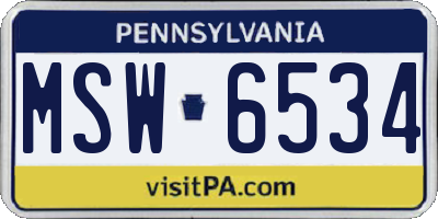 PA license plate MSW6534