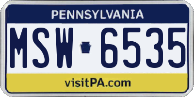 PA license plate MSW6535