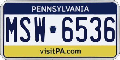 PA license plate MSW6536