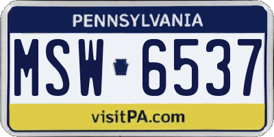 PA license plate MSW6537
