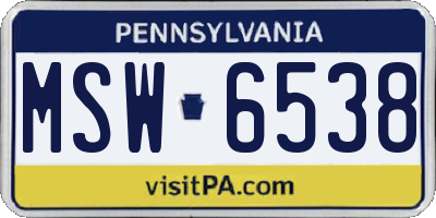 PA license plate MSW6538