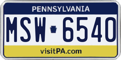 PA license plate MSW6540