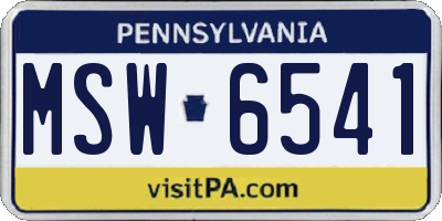 PA license plate MSW6541
