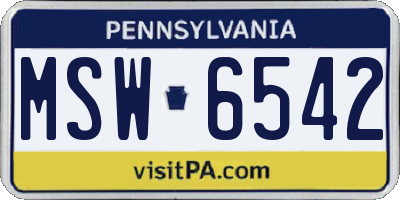 PA license plate MSW6542