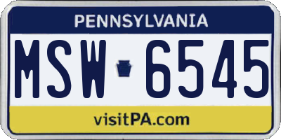 PA license plate MSW6545