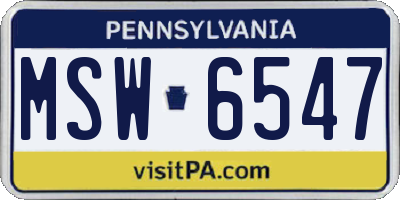 PA license plate MSW6547