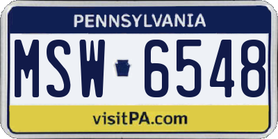 PA license plate MSW6548