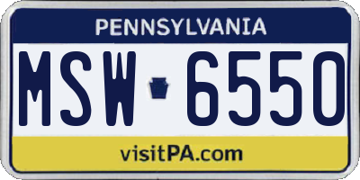 PA license plate MSW6550