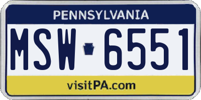 PA license plate MSW6551