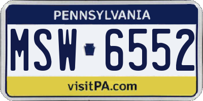 PA license plate MSW6552