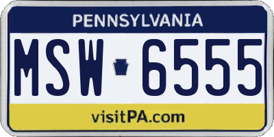 PA license plate MSW6555