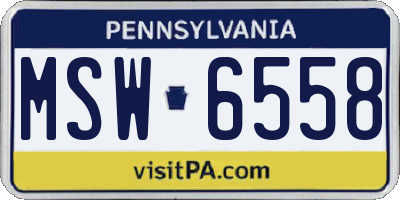 PA license plate MSW6558