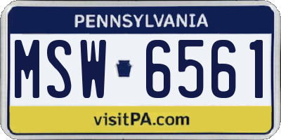 PA license plate MSW6561