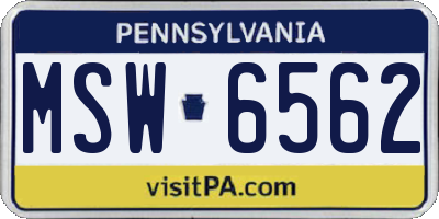 PA license plate MSW6562