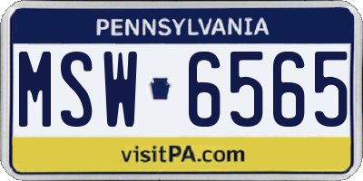 PA license plate MSW6565