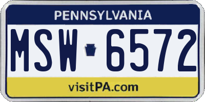 PA license plate MSW6572