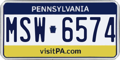 PA license plate MSW6574