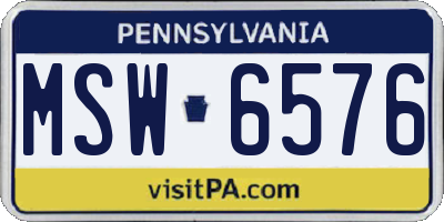 PA license plate MSW6576