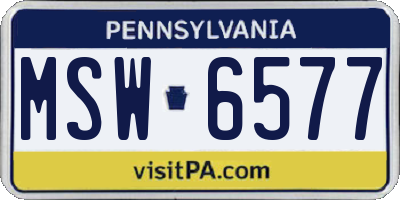 PA license plate MSW6577