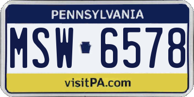 PA license plate MSW6578