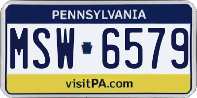 PA license plate MSW6579
