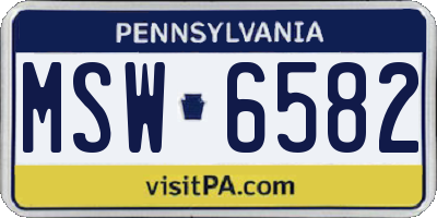 PA license plate MSW6582