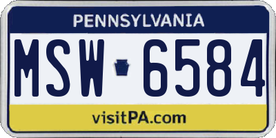 PA license plate MSW6584