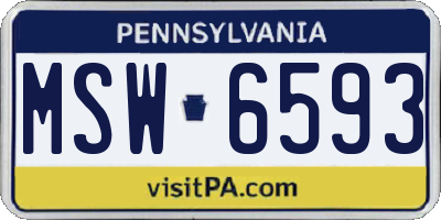 PA license plate MSW6593