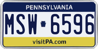 PA license plate MSW6596