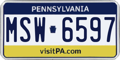 PA license plate MSW6597