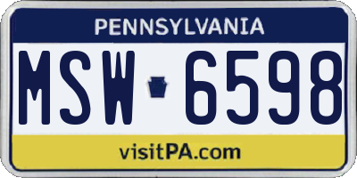 PA license plate MSW6598