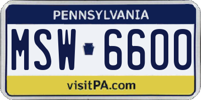 PA license plate MSW6600