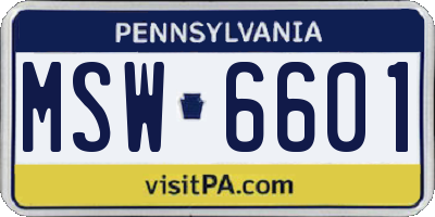 PA license plate MSW6601